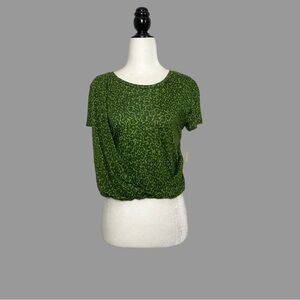 ❤️ S ❤️ NWT Anthro Tee Tshirt Leopard Print Draped Asymmetrical Animal